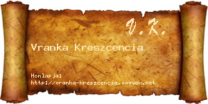 Vranka Kreszcencia névjegykártya
